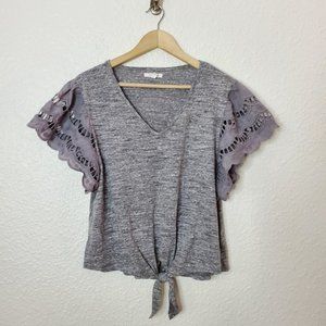 Maurices Heather Gray Scalloped Sleeve Top